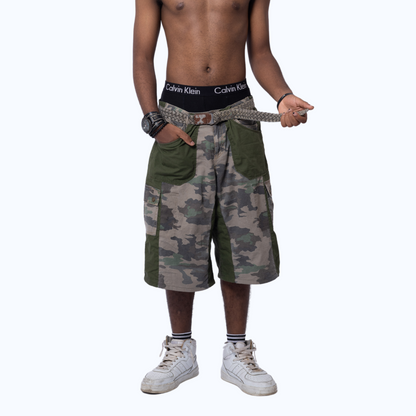 Rework Cargo Camo Wide Shorts